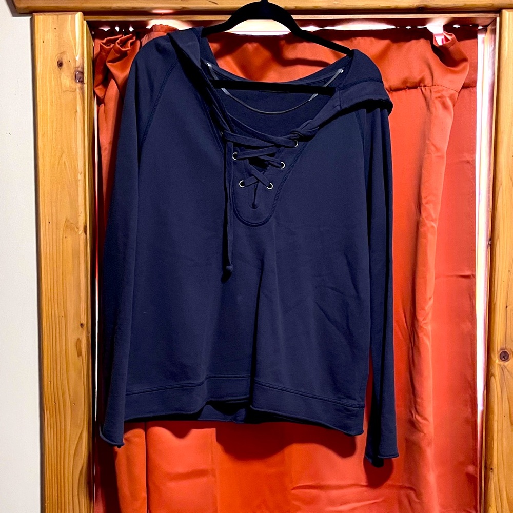 Long Sleeve Lace-Up Front Hoodie